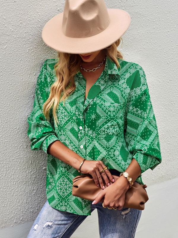 New Four Seasons Casual Print Long Sleeve Shirt-chiquechics