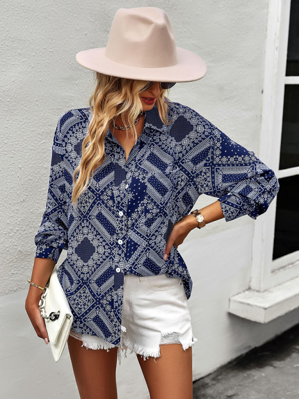 New Four Seasons Casual Print Long Sleeve Shirt-chiquechics