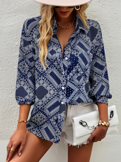 New Four Seasons Casual Print Long Sleeve Shirt-chiquechics