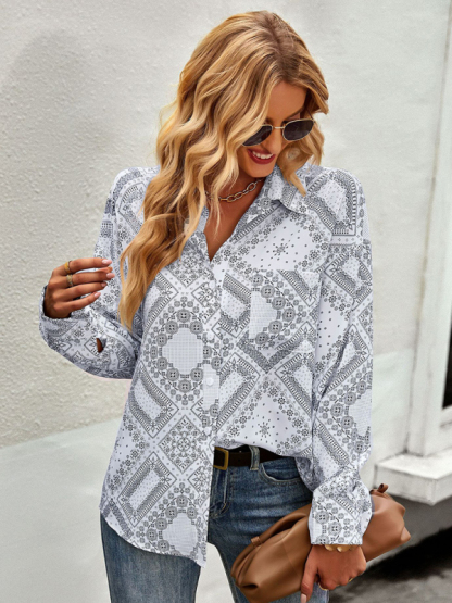 New Four Seasons Casual Print Long Sleeve Shirt-chiquechics
