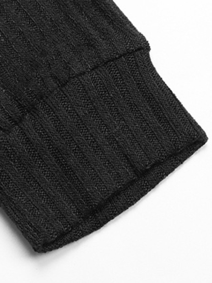 Fashion Top Long Sleeve Irregular Black Knit Sweater-chiquechics