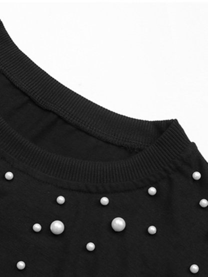Vintage Top Beaded Long Sleeve Black Knit Sweater-chiquechics