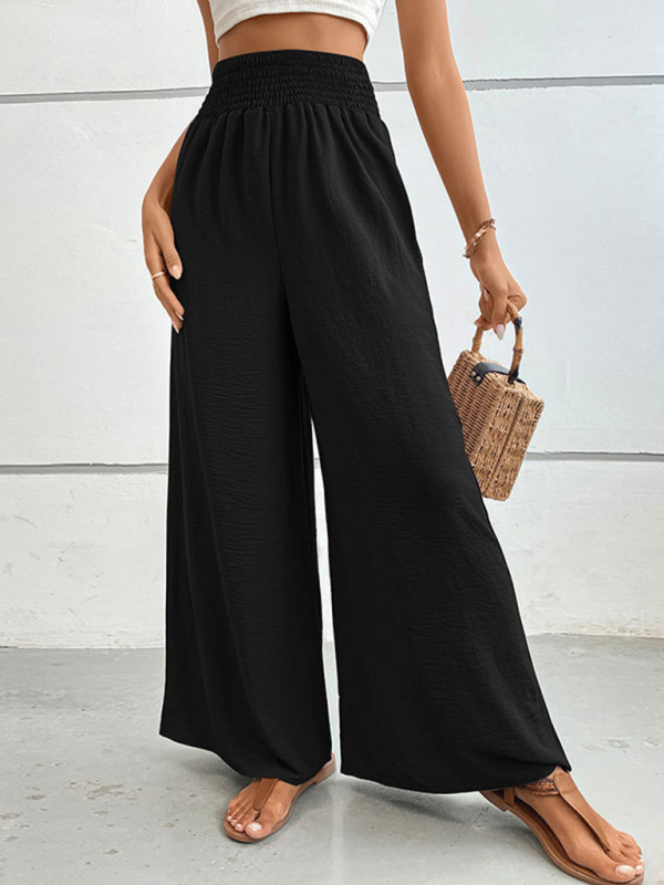 New casual solid color flared wide-leg pants-chiquechics