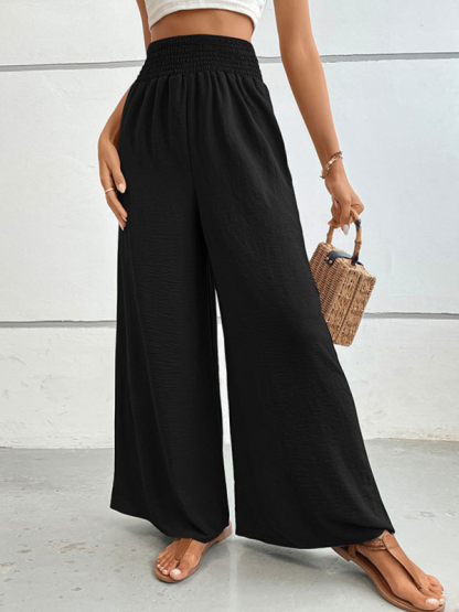 New casual solid color flared wide-leg pants-chiquechics