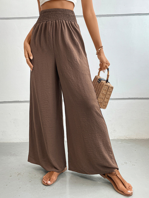 New casual solid color flared wide-leg pants-chiquechics