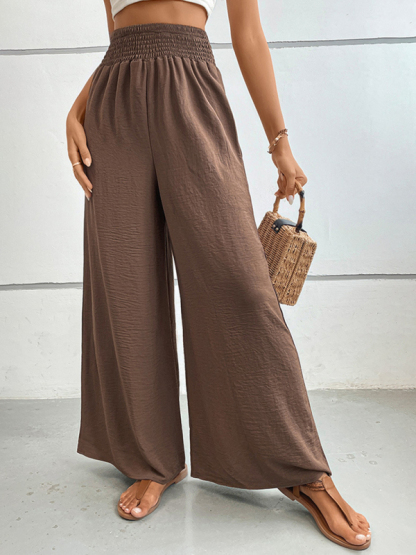 New casual solid color flared wide-leg pants-chiquechics