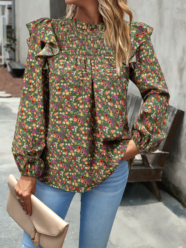 Floral Shirt Femininity Commuter Long Sleeve blouse-chiquechics