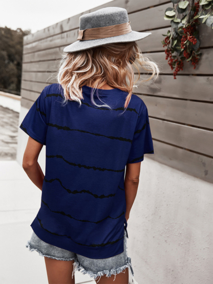 Round Neck T-Shirt Positioning Flower Short Sleeve Ladies-chiquechics