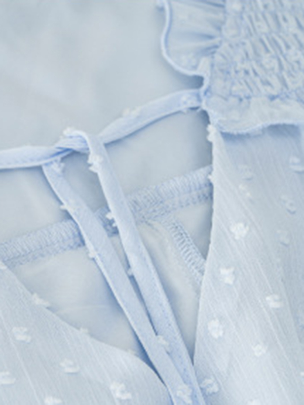 Temperament and elegant v-neck knotted long-sleeved top blouse-chiquechics