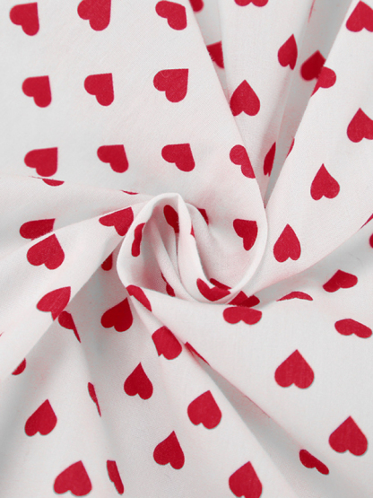 French sexy love print one-neck short-sleeved puff sleeve A-line skirt-chiquechics