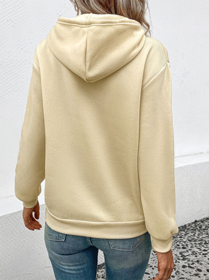 Casual Long Sleeve Solid Color Hooded Sweatshirt-chiquechics