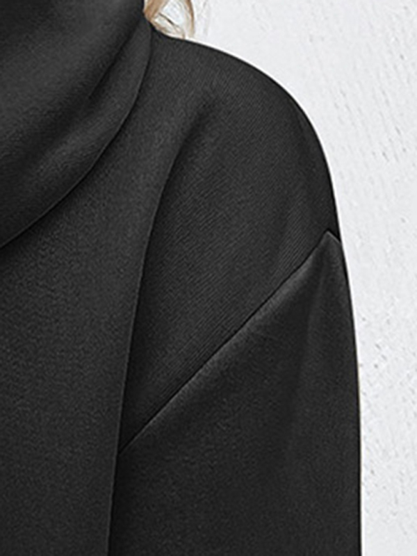Casual Long Sleeve Solid Color Hooded Sweatshirt-chiquechics