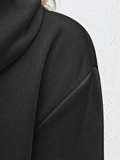 Casual Long Sleeve Solid Color Hooded Sweatshirt-chiquechics