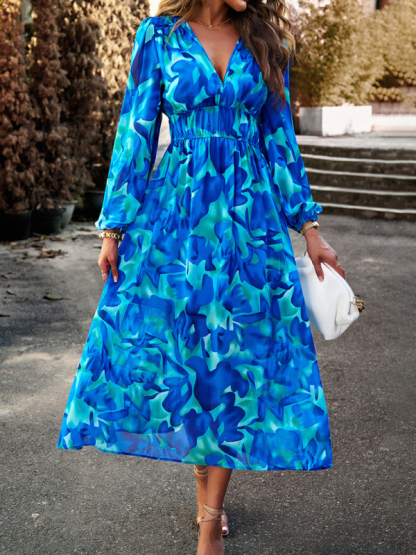 Bohemian resort casual printed long skirt-chiquechics