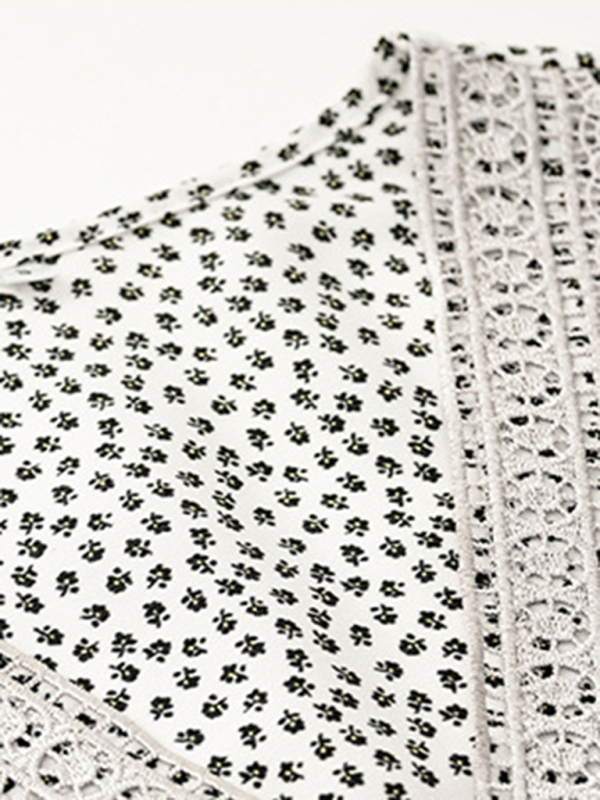 Floral Print Casual V-Neck Long-Sleeved Dress-chiquechics