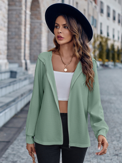 Long-sleeved slim-fit hooded all-match knitted jacket-chiquechics