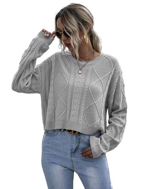 New loose long sleeve thin twist solid color sweater-chiquechics