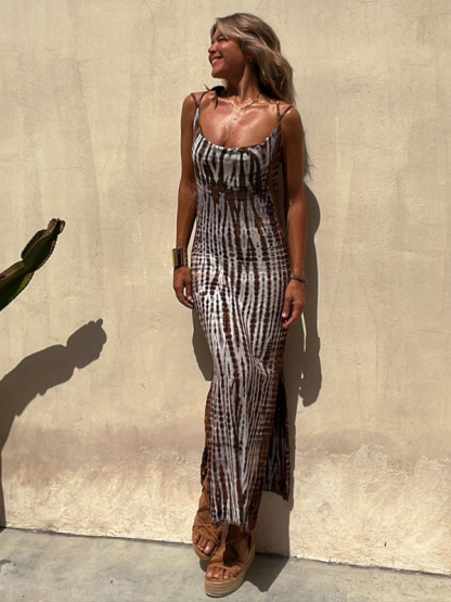 Women Fashion Vacation Sexy Printed Halter Halter Dress-chiquechics