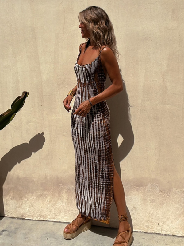 Women Fashion Vacation Sexy Printed Halter Halter Dress-chiquechics