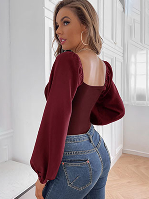 Women's Kink V-Neck Long Sleeve Bodysuit-chiquechics