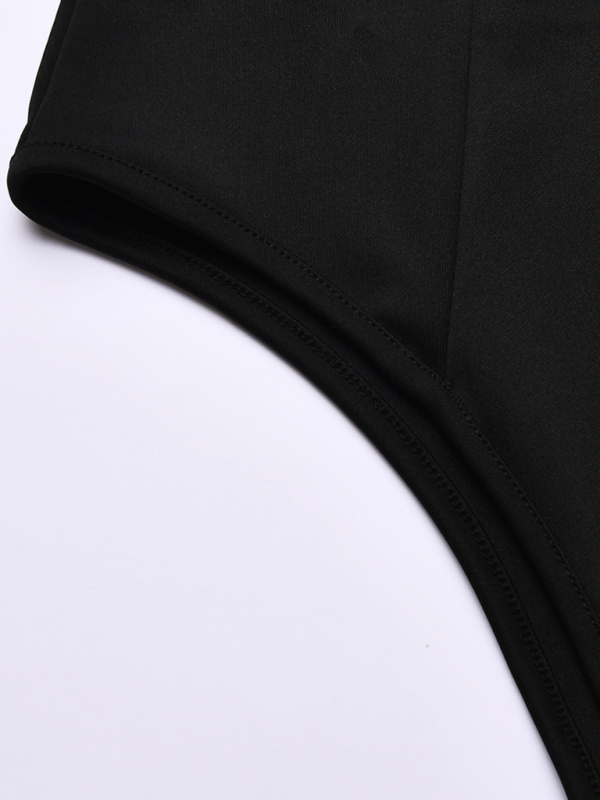 Square neck sexy backless long sleeve bodysuit