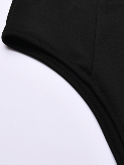 Square neck sexy backless long sleeve bodysuit