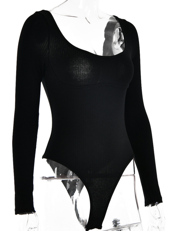 Leisure Sleeveless Self-Design Knit Bodysuit - Women's Polyester Romper-chiquechics