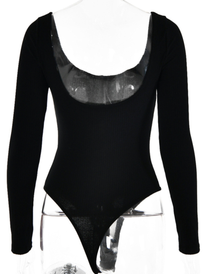 Leisure Sleeveless Self-Design Knit Bodysuit - Women's Polyester Romper-chiquechics