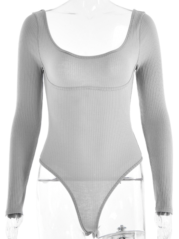 Leisure Sleeveless Self-Design Knit Bodysuit - Women's Polyester Romper-chiquechics