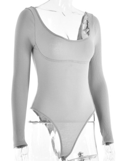 Leisure Sleeveless Self-Design Knit Bodysuit - Women's Polyester Romper-chiquechics
