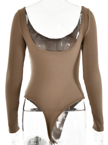 Leisure Sleeveless Self-Design Knit Bodysuit - Women's Polyester Romper-chiquechics