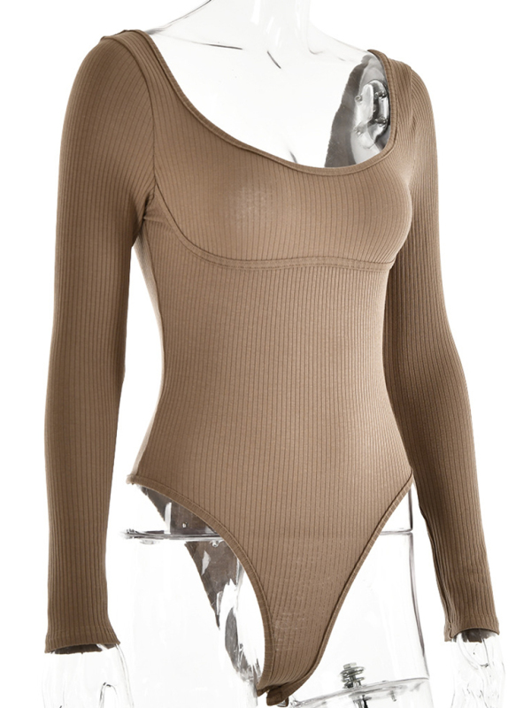 Leisure Sleeveless Self-Design Knit Bodysuit - Women's Polyester Romper-chiquechics