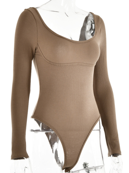Leisure Sleeveless Self-Design Knit Bodysuit - Women's Polyester Romper-chiquechics