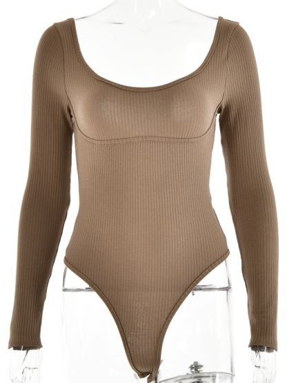 Leisure Sleeveless Self-Design Knit Bodysuit - Women's Polyester Romper-chiquechics