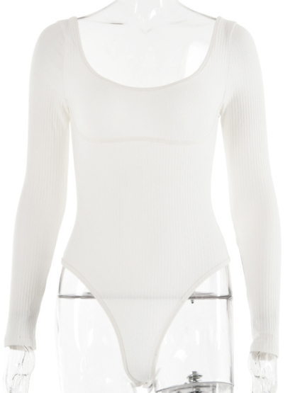 Leisure Sleeveless Self-Design Knit Bodysuit - Women's Polyester Romper-chiquechics
