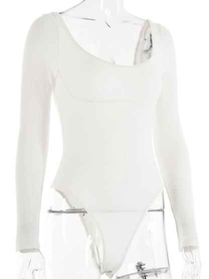 Leisure Sleeveless Self-Design Knit Bodysuit - Women's Polyester Romper-chiquechics