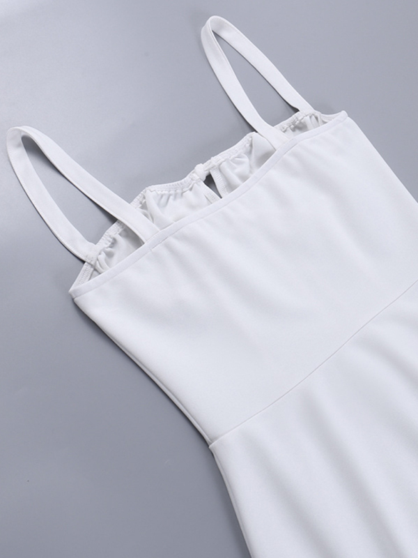 New sling straps to show bust and waist, sexy short skirt, fashionable solid color dress-chiquechics