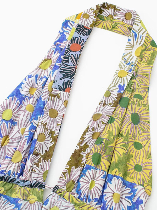 New fashionable V-neck suspender sexy printed halter neck short dress-chiquechics