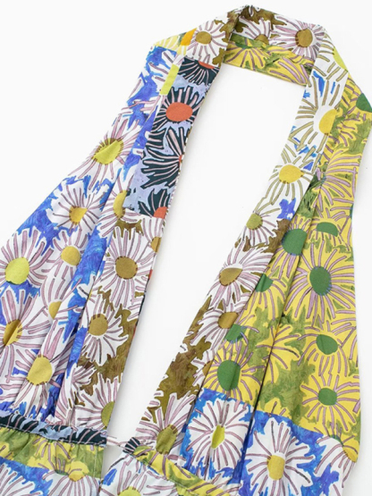 New fashionable V-neck suspender sexy printed halter neck short dress-chiquechics