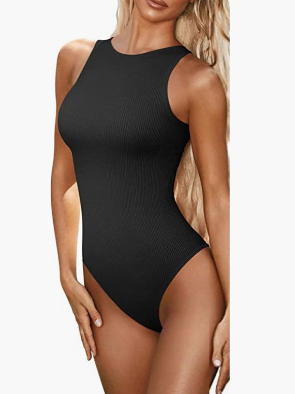 women‘s sexy  round neck  sleeveless bodysuit-chiquechics