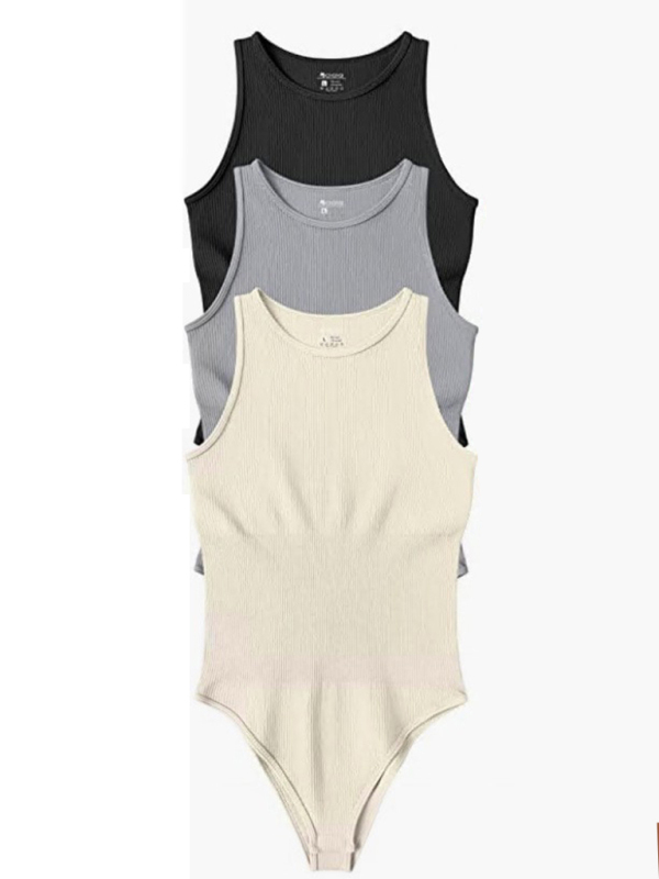 women‘s sexy  round neck  sleeveless bodysuit-chiquechics