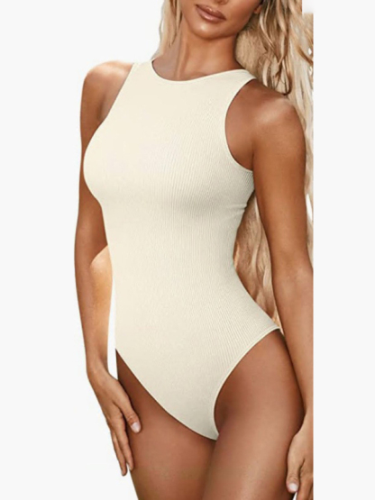 women‘s sexy  round neck  sleeveless bodysuit-chiquechics