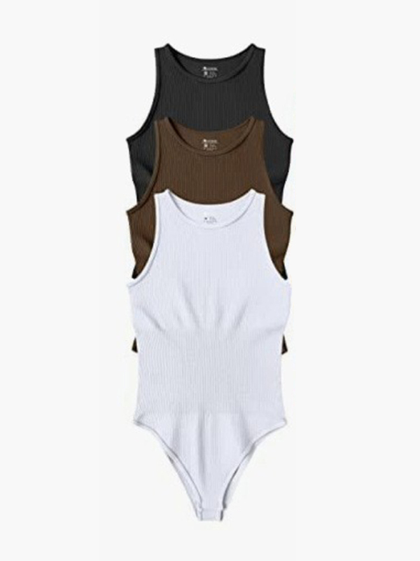 women‘s sexy  round neck  sleeveless bodysuit-chiquechics