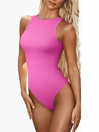 women‘s sexy  round neck  sleeveless bodysuit-chiquechics