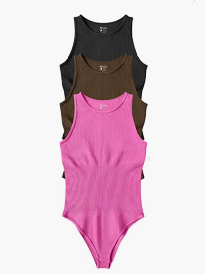 women‘s sexy  round neck  sleeveless bodysuit-chiquechics