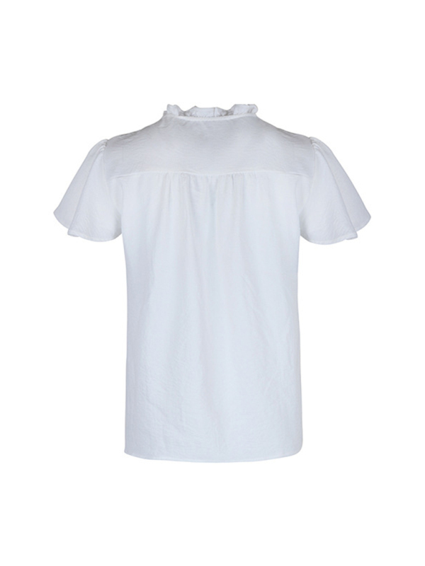 New solid color short sleeve embroidered shirt-chiquechics