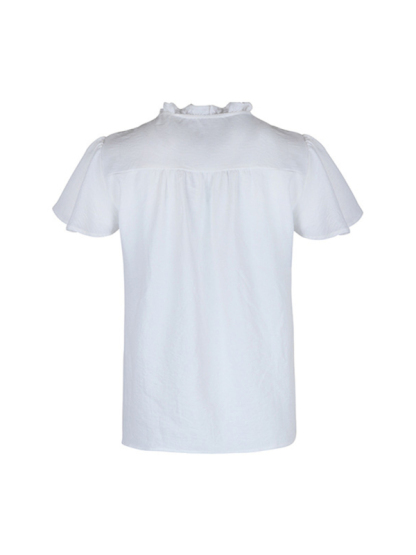 New solid color short sleeve embroidered shirt-chiquechics
