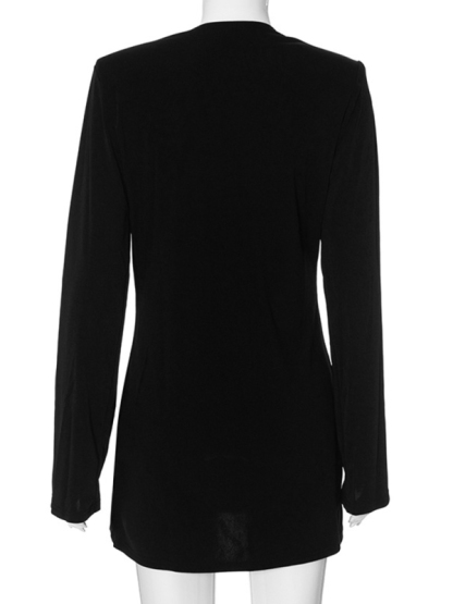 New V-neck long-sleeved fashionable hot girl dress-chiquechics