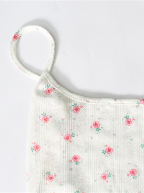 Floral print backless strap fashion suspender bodysuit-chiquechics