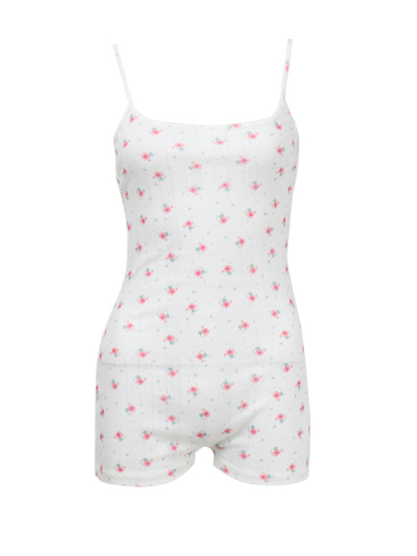 Floral print backless strap fashion suspender bodysuit-chiquechics